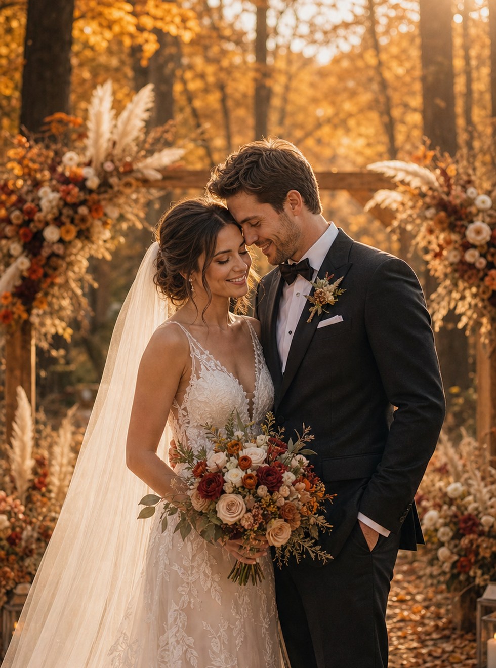 Autumn wedding portrait concept