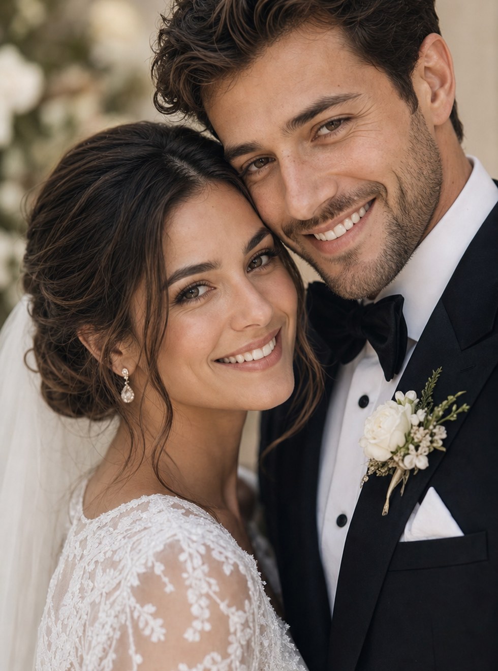 Close up wedding portrait concept