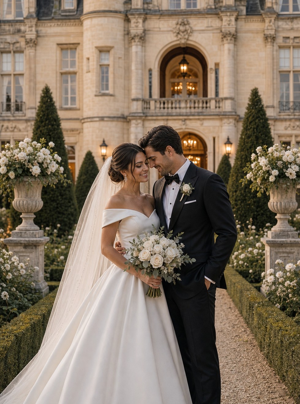 French chateau wedding portrait concept
