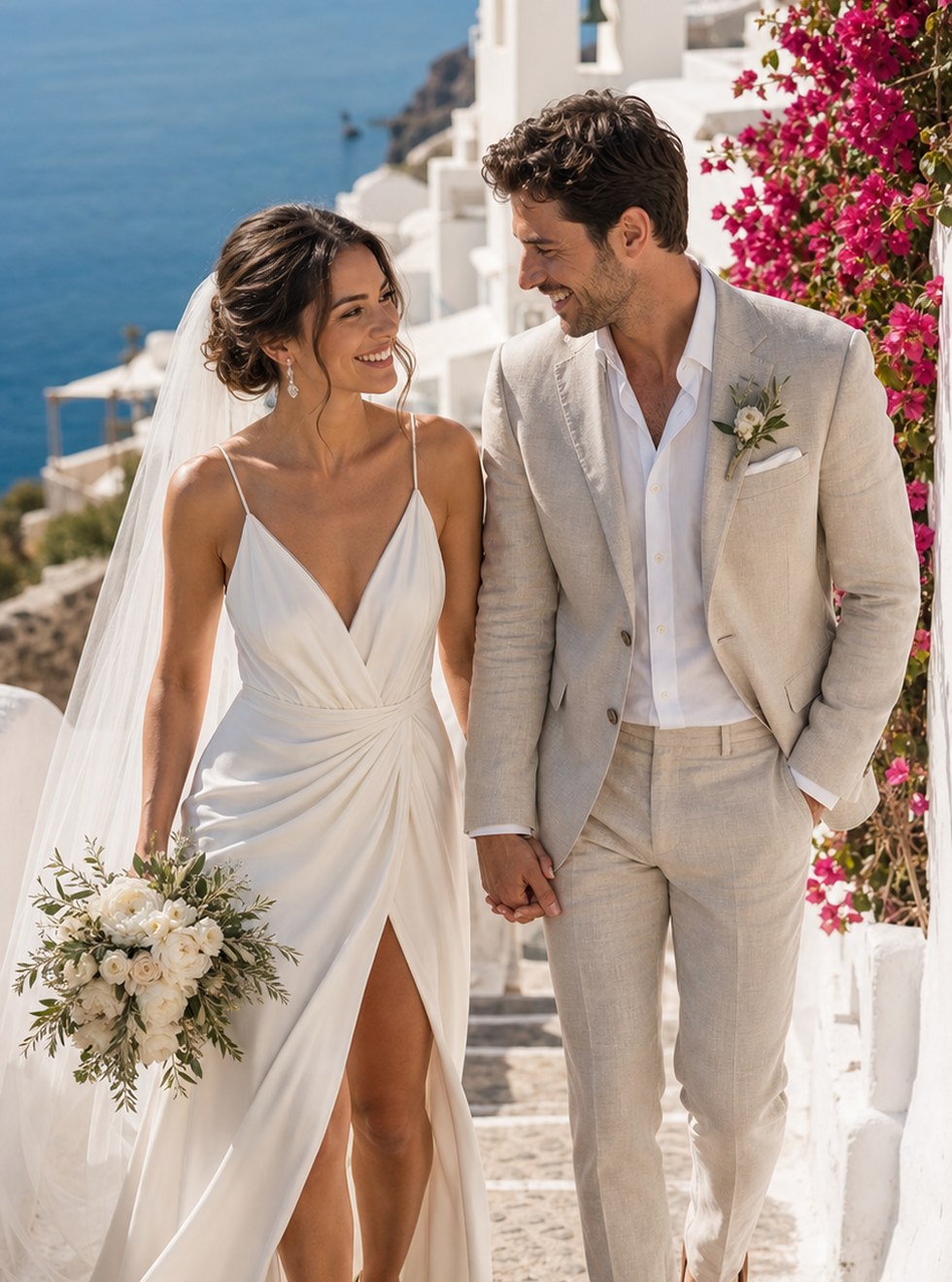 Greek island wedding portrait concept