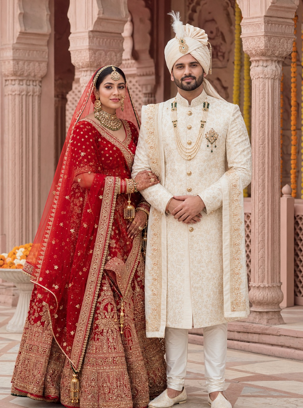 Jaipur palace wedding portrait concept