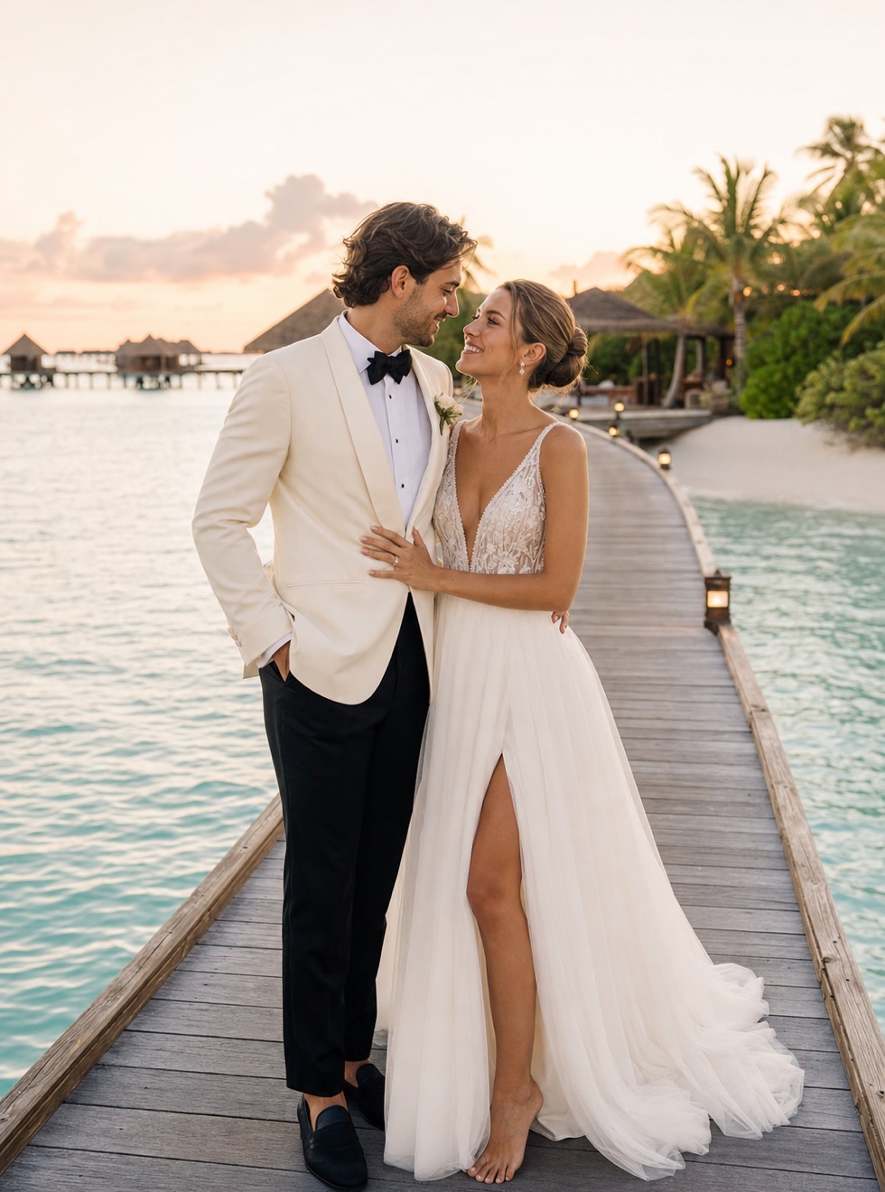 Maldives lagoon wedding portrait concept