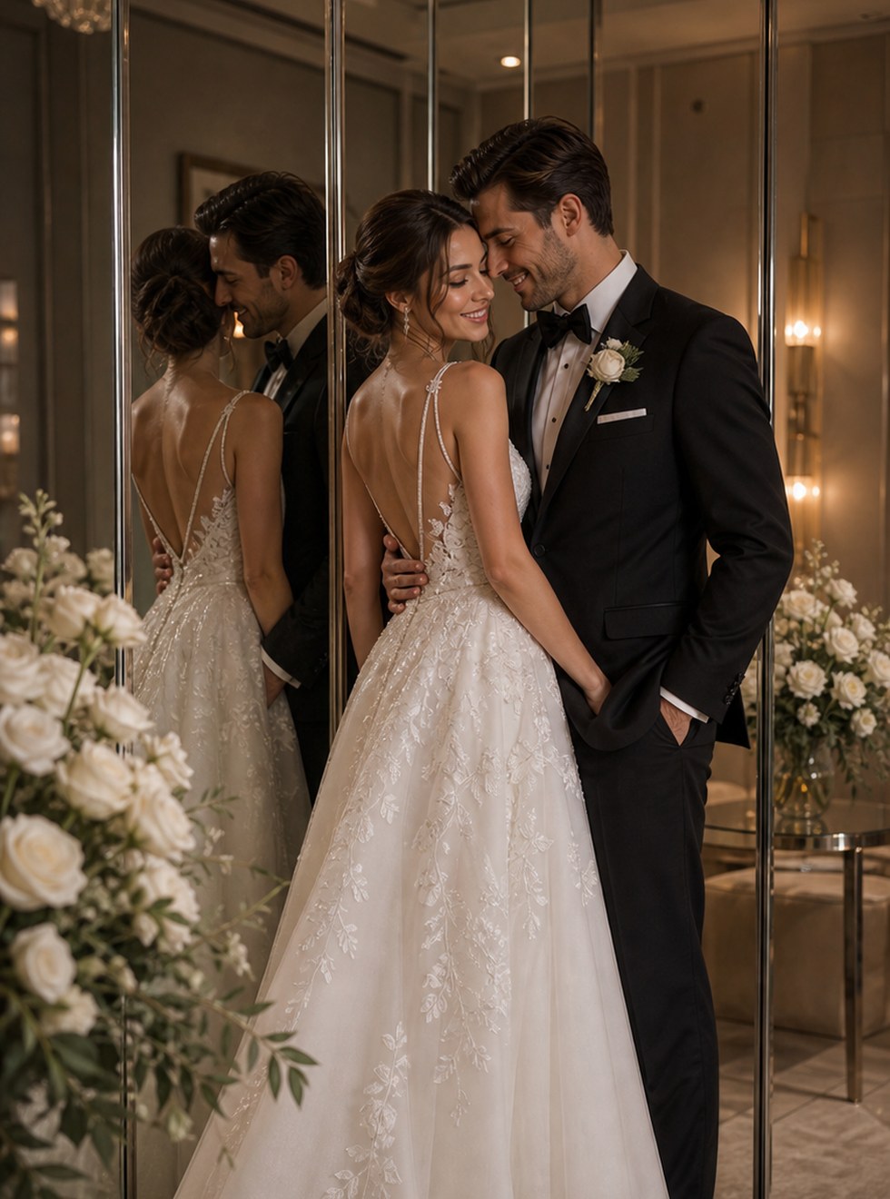 Mirror room wedding portrait concept