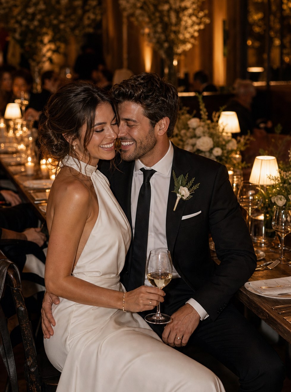 Modern restaurant party wedding portrait concept