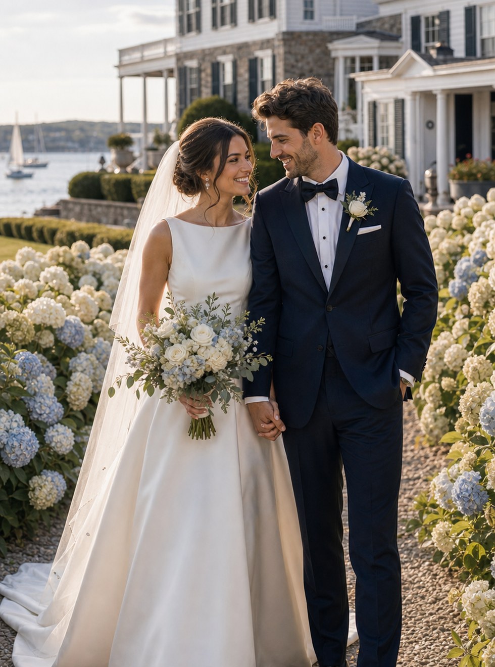 New England estate wedding portrait concept