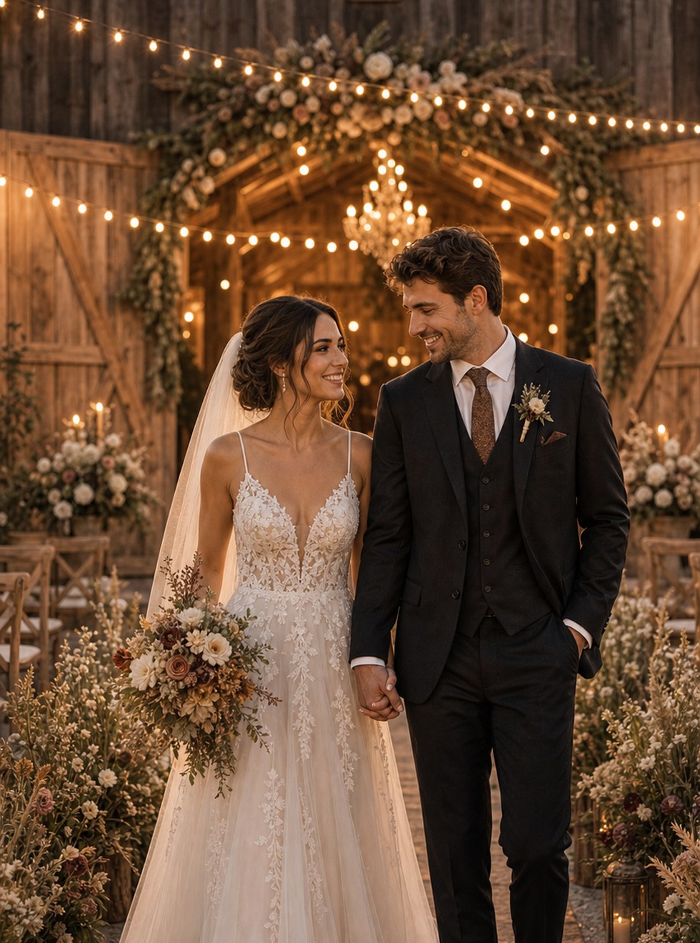 Rustic barn wedding portrait concept