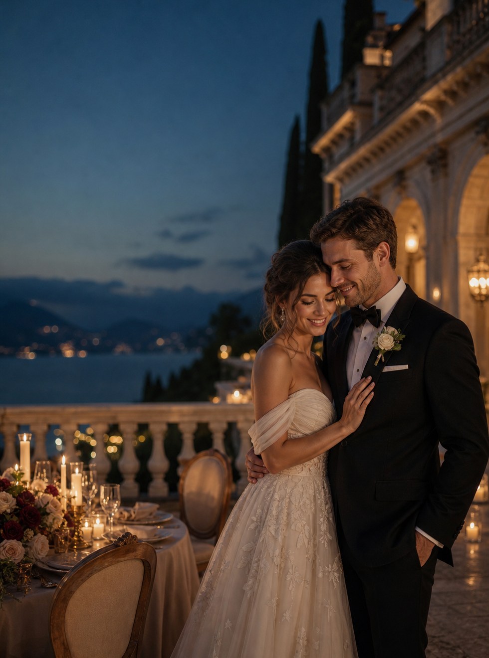Villa reception wedding portrait concept
