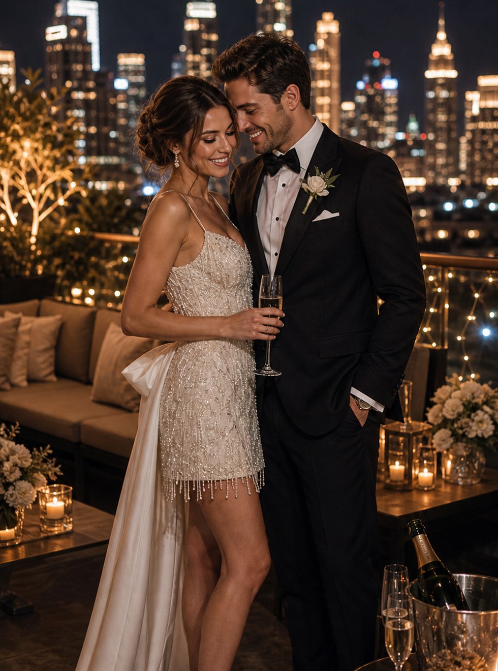 VIP lounge wedding portrait concept